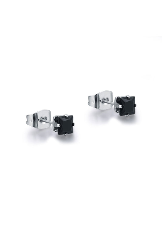 3mm square light point earrings - BrandGioielli-Black