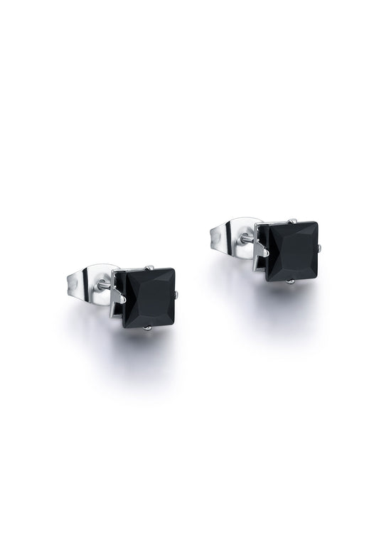 6mm square light point earrings - BrandGioielli-Black