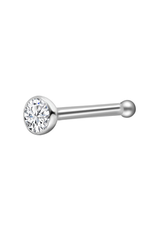 Straight Nose Stud With Crystal - BrandGioielli-Grey