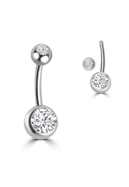 PiercingBelly Button Ring Crystal Spheres - BrandGioielli-Grey