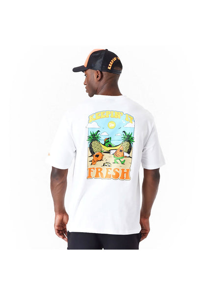 New Era T-shirt - Oversize Fruit Graphic Tee-White