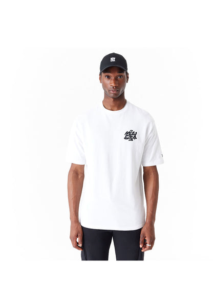 New Era T-shirt - Oversized spray Graphic Tee-White