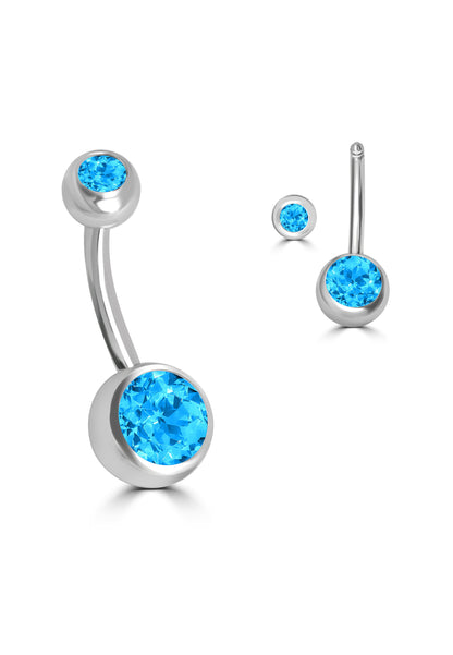 PiercingBelly Button Ring Sfere Cristallo  - BrandGioielli-Azzurro