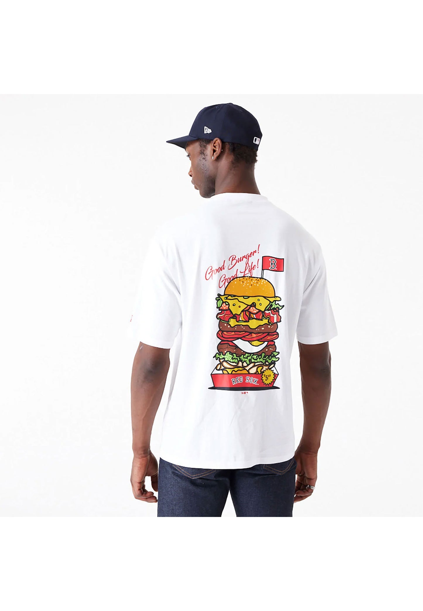 New Era T-shirt - Oversize Burger Graphic Tee-White