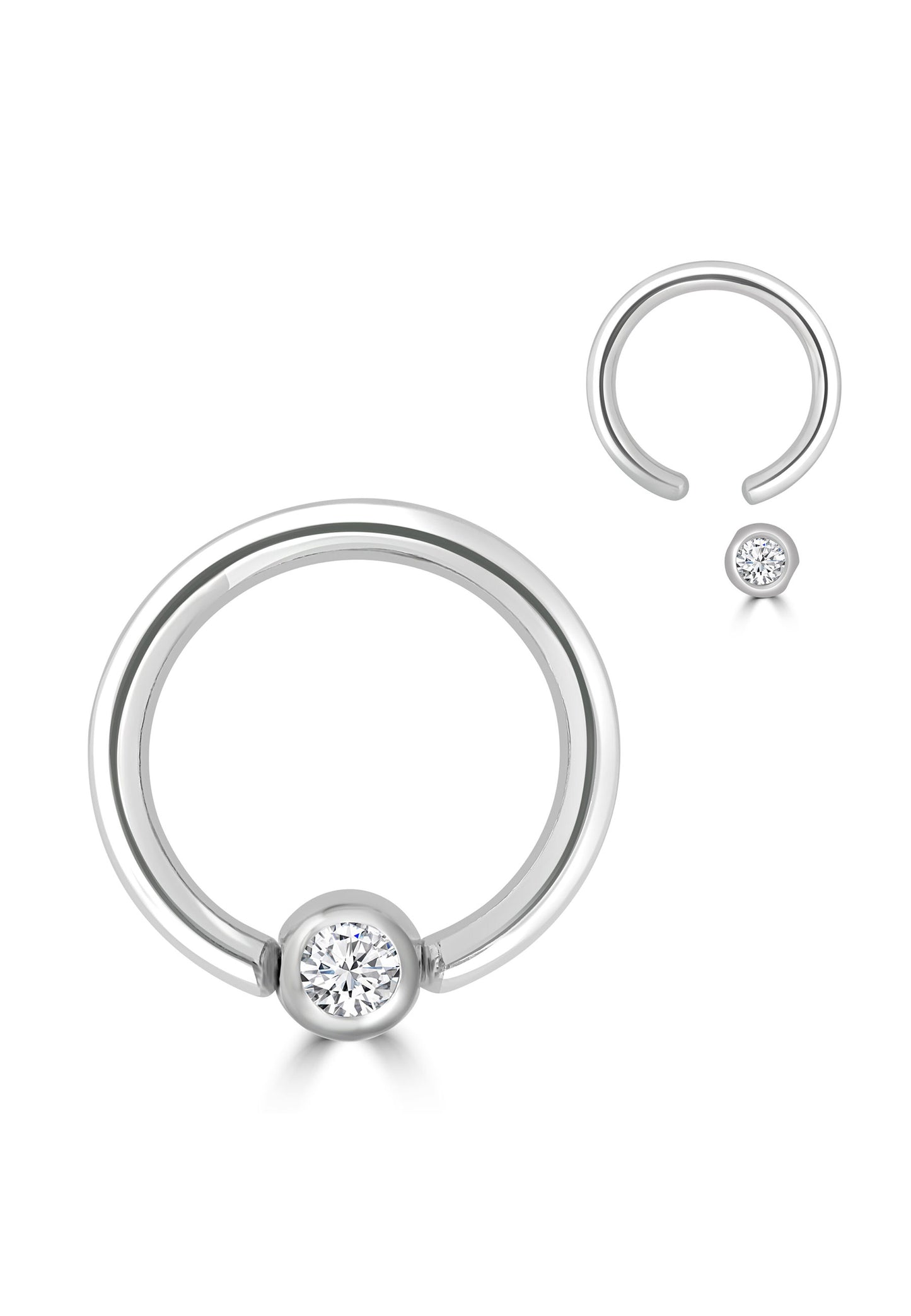 Ball Closure Ring with crystal - BrandGioielli-Grey