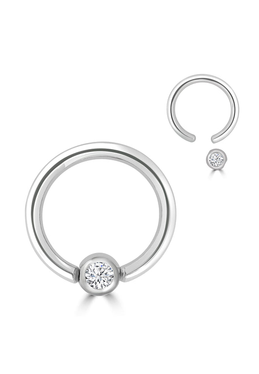 Ball Closure Ring con cristallo - BrandGioielli-Grigio