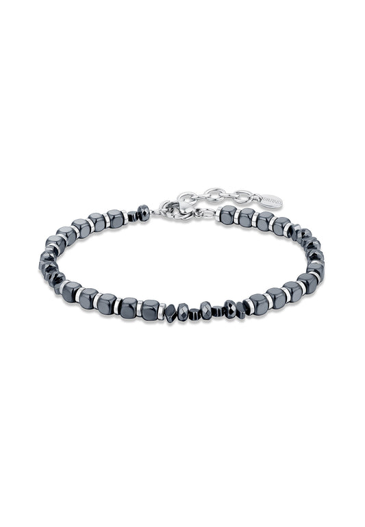 Cubic and Faceted Hematite Bracelet - BrandGioielli-Black