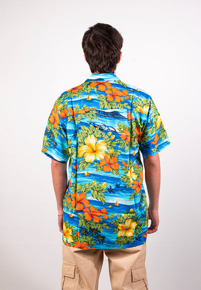 Camicia Hawaiiana Karmakula - San Adreas Blue-Blu