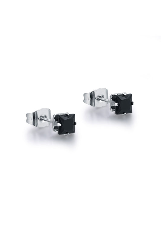 4mm square light point earrings - BrandGioielli-Black