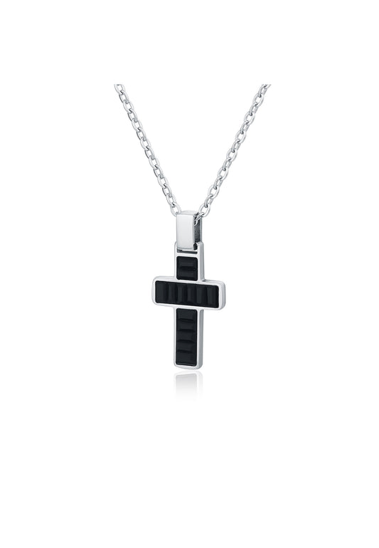 Thick Cross Necklace - BrandGioielli-Black