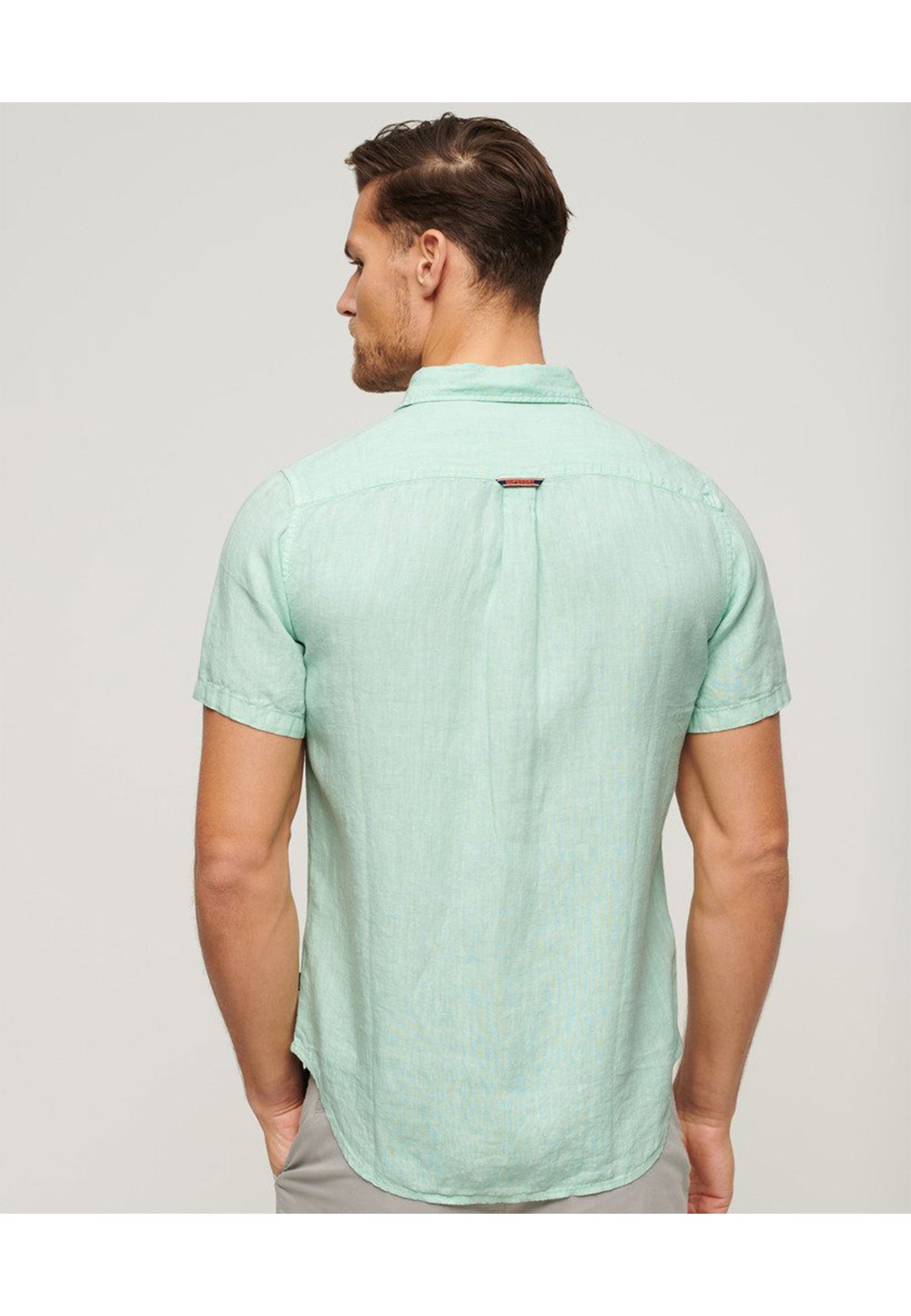 Camicia a maniche corte Superdry - Studios Linen Shirts-Verde