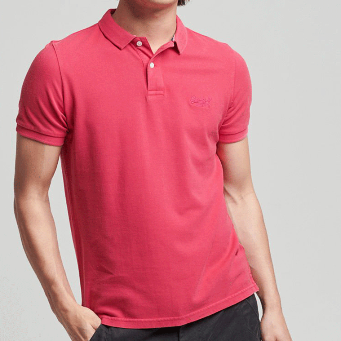 Superdry Short Sleeve Polo Shirt - Vintage Destroy - Pink