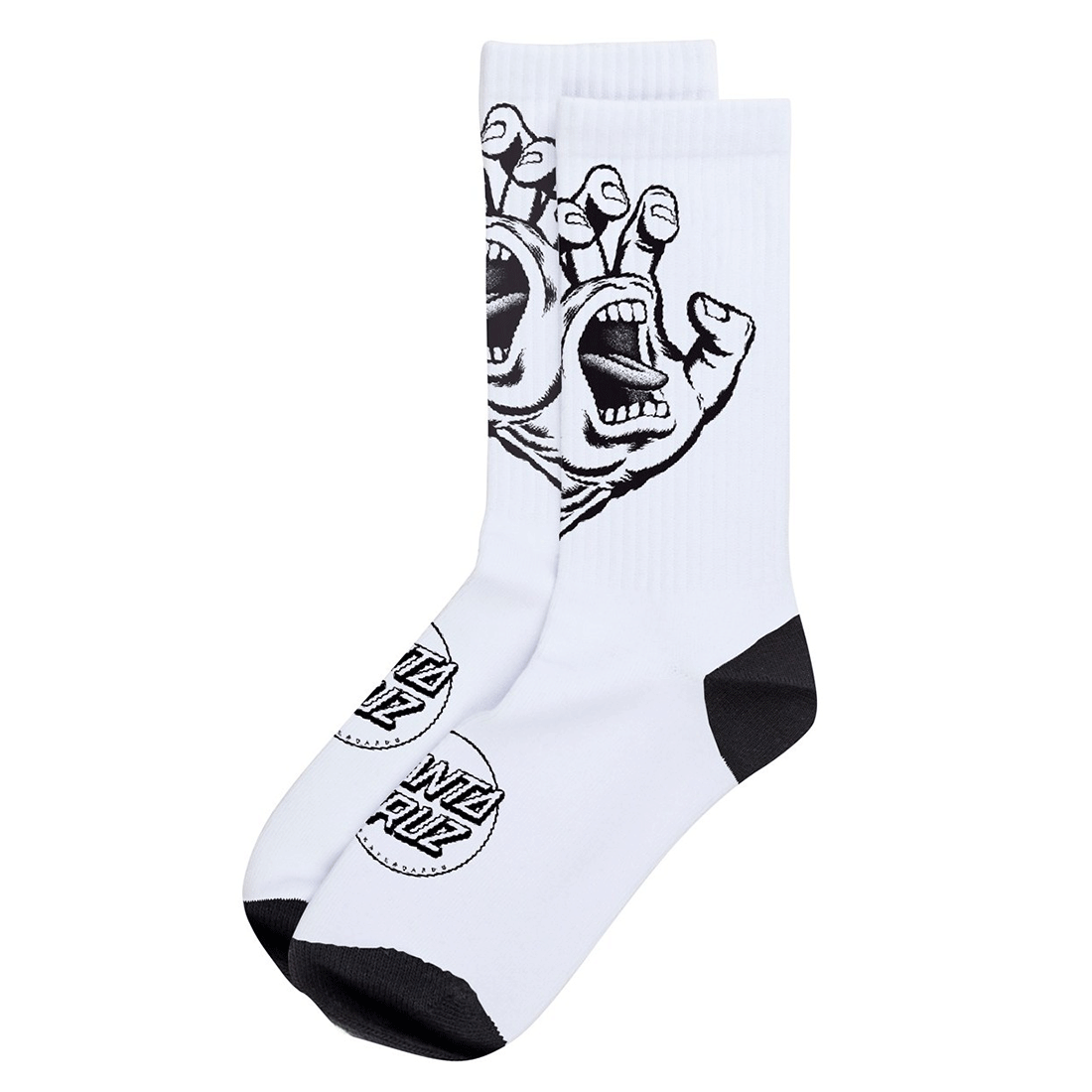 Santa Cruz Socks - Screaming hand Sock - White