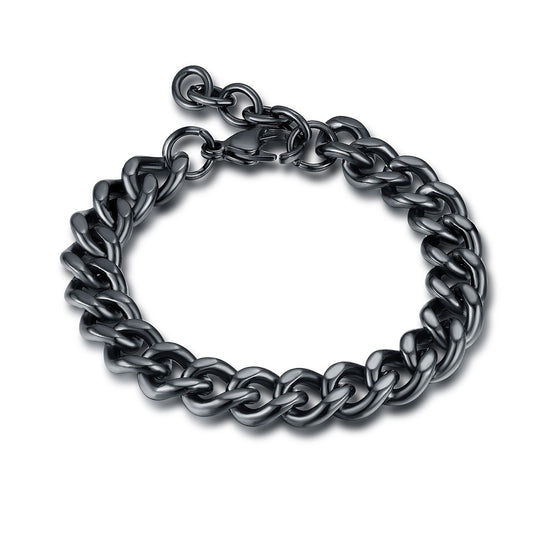 Flat Curb Bracelet 11mm 20+3cm - BrandGioielli-Black