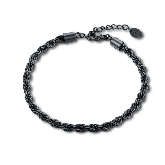 Black rope chain bracelet - BrandGioielli-Nero