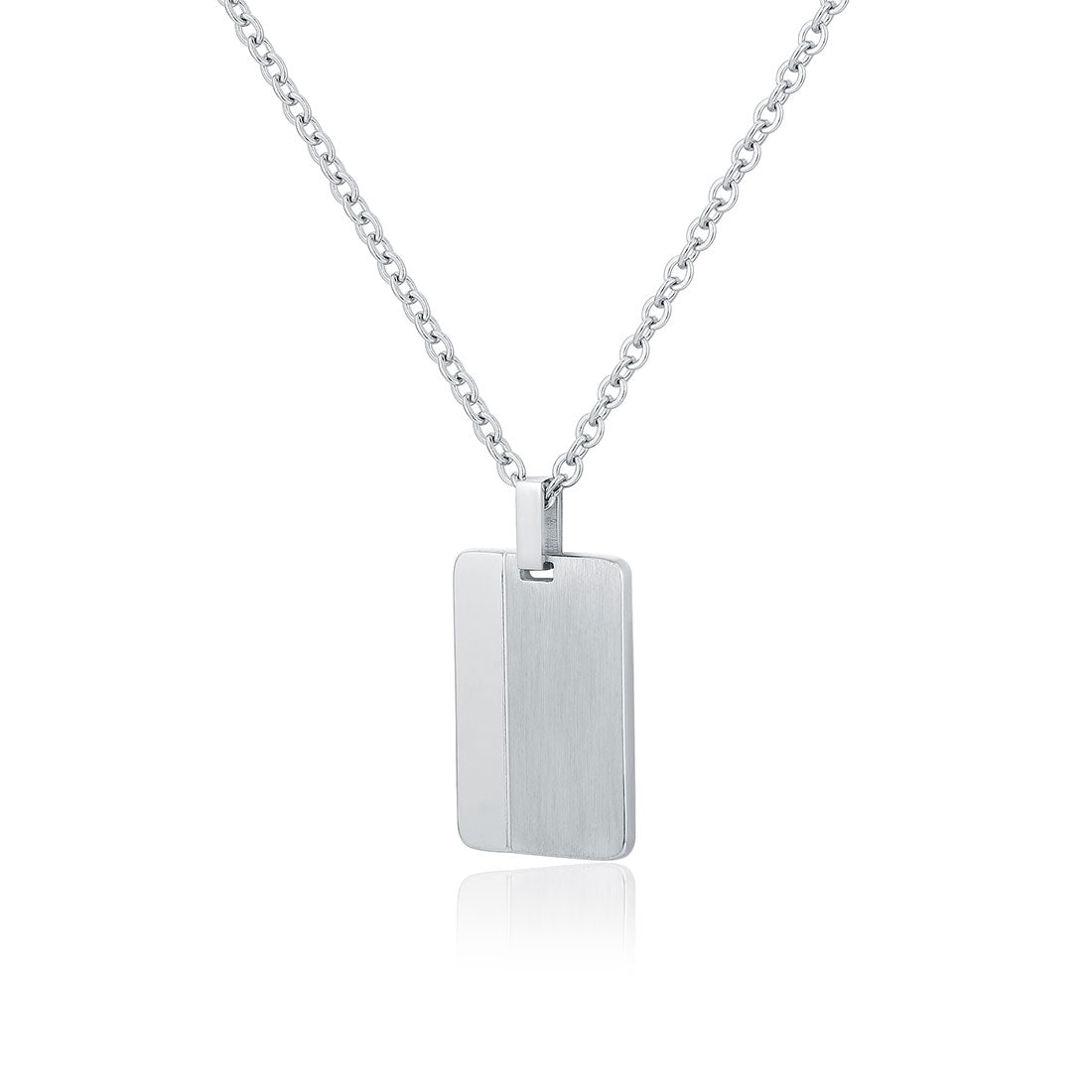 Collana con targhetta satinata - BrandGioielli-Grigio