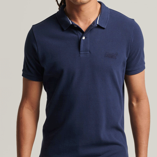 Polo a maniche corte Superdry - Vintage Destroy -Blu