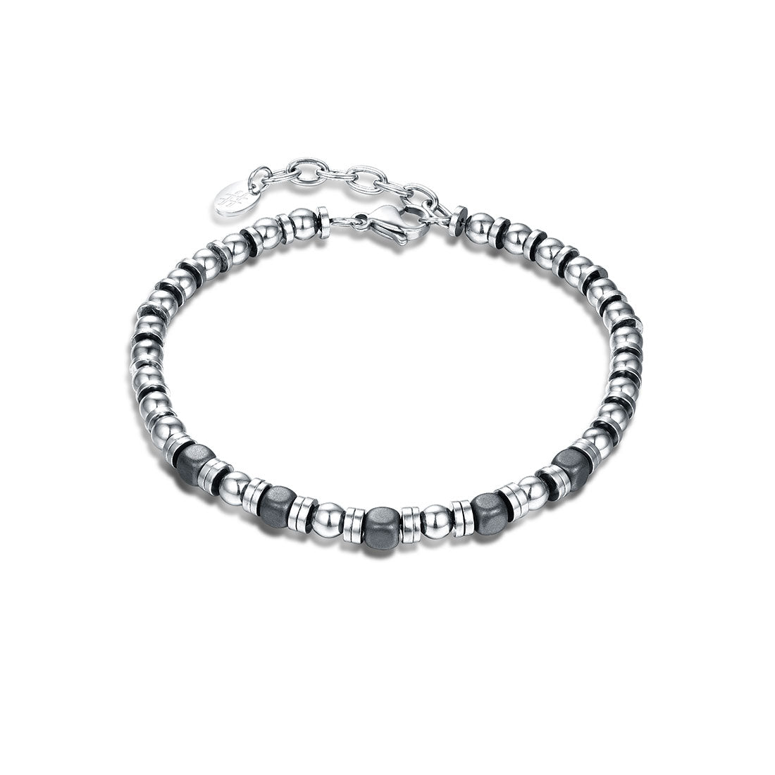 Steel bracelet and gray cubes - BrandGioielli-Grey