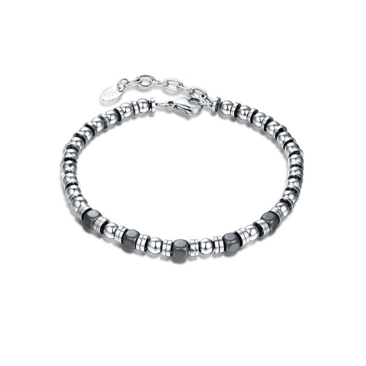 Steel bracelet and gray cubes - BrandGioielli-Grey