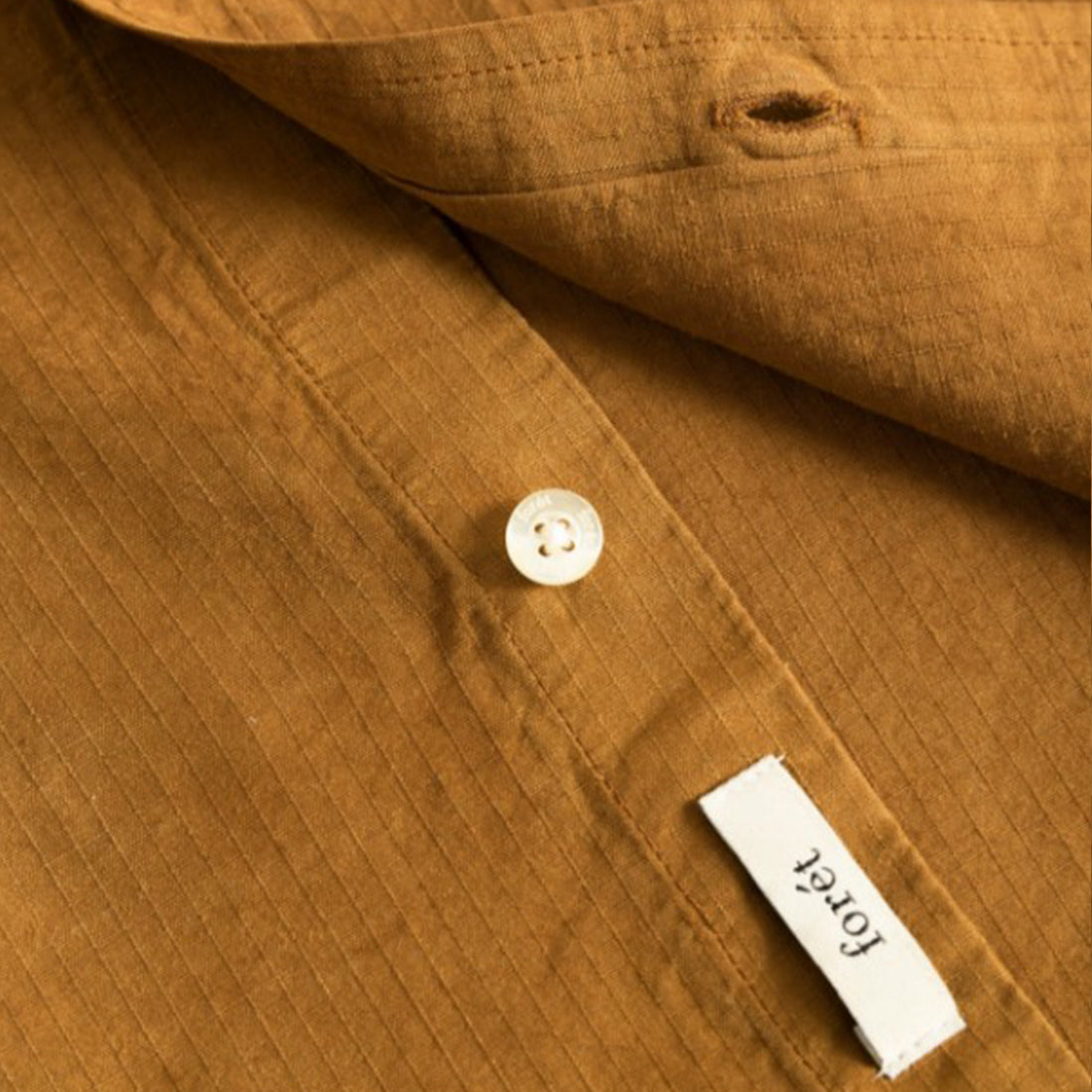 Forét Long Sleeve Shirt - Beam Tencel Ripstop Shirt -Brown