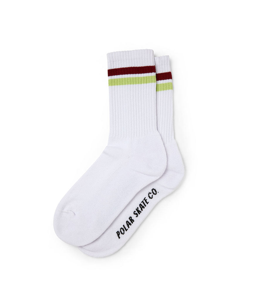 Stripe Socks Red/Chartreuse-Bianco