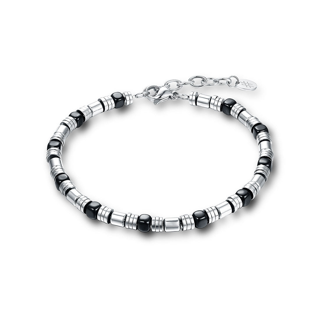 Steel bracelet and black cubes - BrandGioielli-Grey