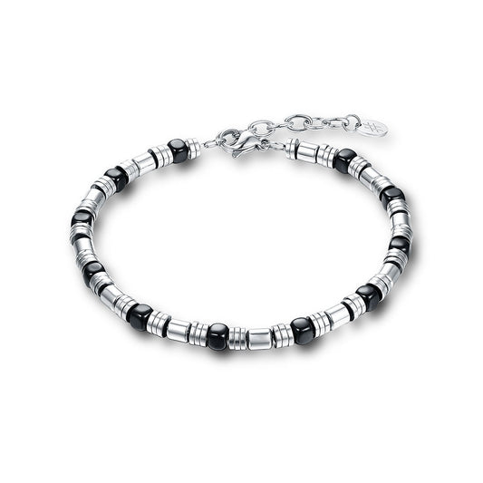 Steel bracelet and black cubes - BrandGioielli-Grey