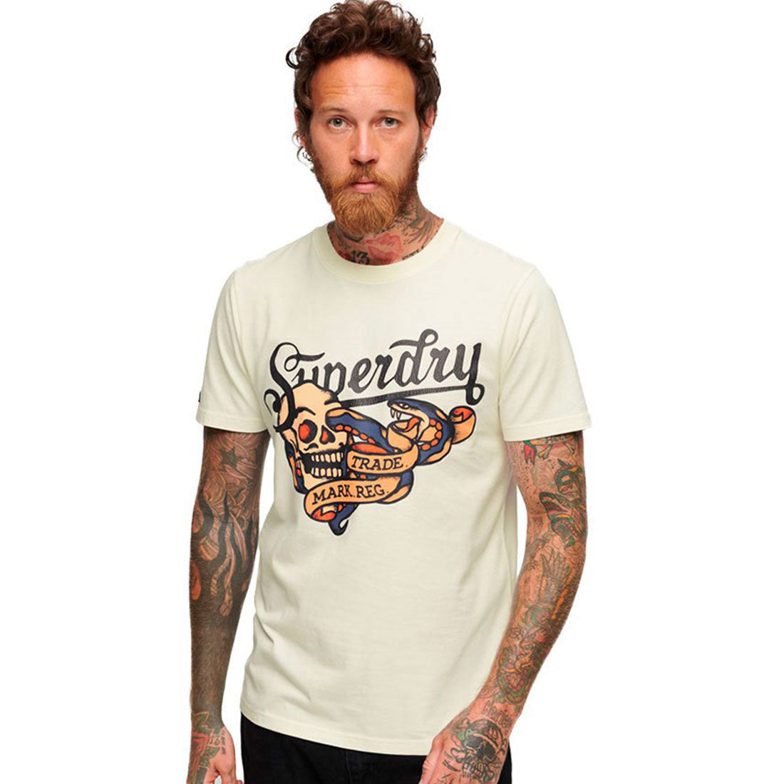 T-shirt a maniche corte Superdry - Tattoo Graphic Tee-Bianco Sporco