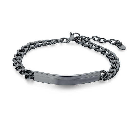 Bracciale con targhetta satinata - BrandGioielli-Nero