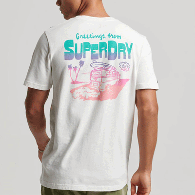 T-shirt a maniche corte Superdry - Travel Sticker Tee-Crema