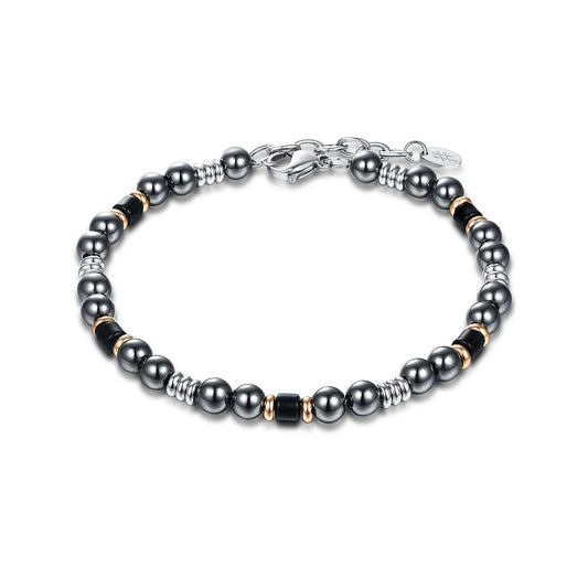 Hematite and Rings Bracelet - BrandGioielli-Black