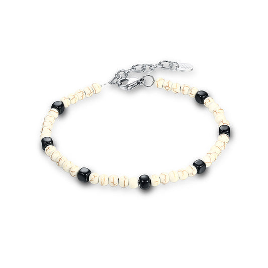 Bracciale Bianco e Cubi Neri - BrandGioielli-Bianco