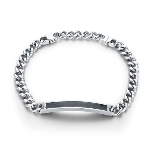 Bracciale catena 6mm con fibra di carbonio - BrandGioielli-Grigio