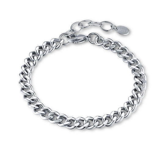 Flat steel curb bracelet 20+3 - BrandGioielli-Grey