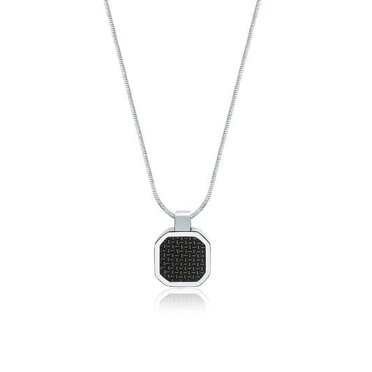 Octagon necklace with carbon fiber - BrandGioielli-Grey