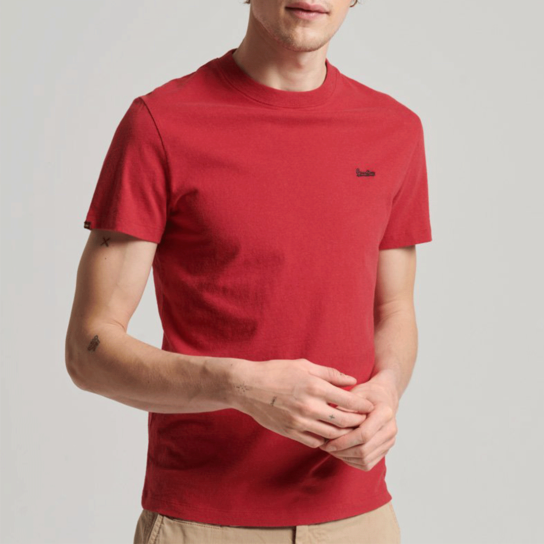 Superdry Short Sleeve T-Shirt - Vintage Logo Embroided Tee-Red