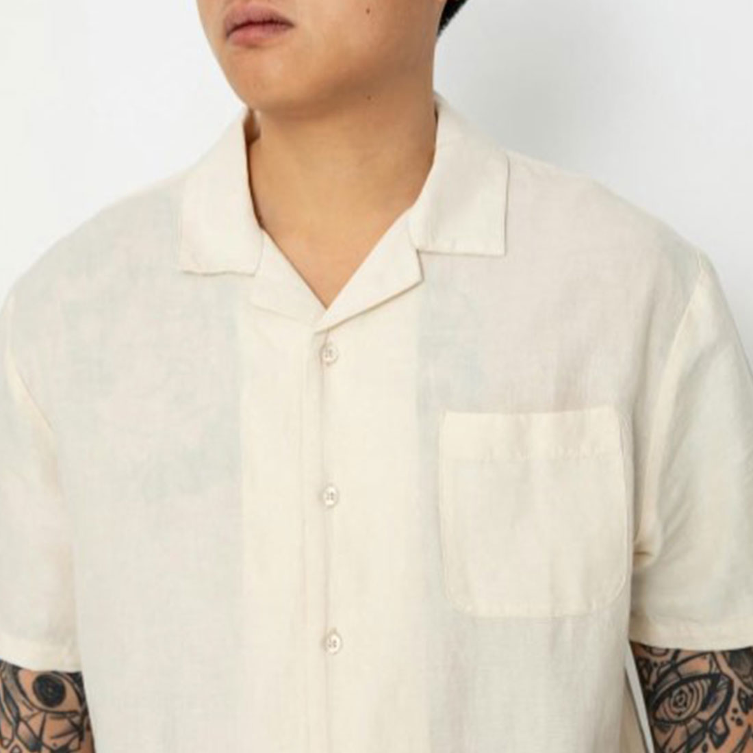 Camicia a maniche corte Brixton - Bunker Linen Shirt-Crema