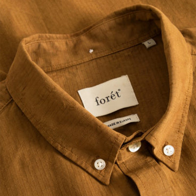 Forét Long Sleeve Shirt - Beam Tencel Ripstop Shirt -Brown