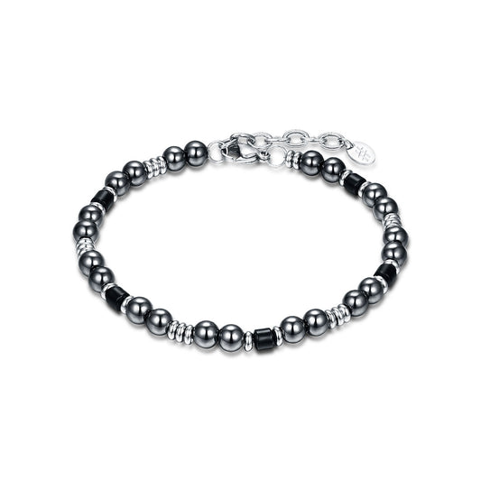 Bracciale Ematite e cubi neri - BrandGioielli-Grigio