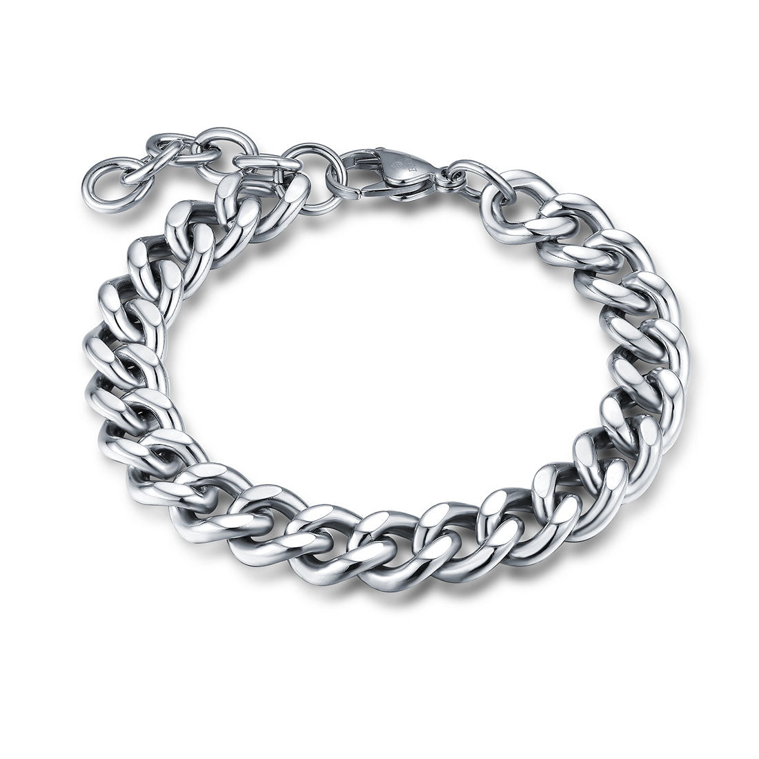 Bracciale Grumetta Piatta 11mm 16+3 cm- BrandGioielli-Grigio