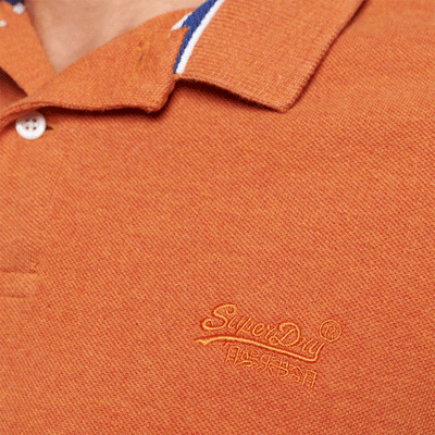 Superdry Short Sleeve Polo Shirt - Vintage Destroy - Orange