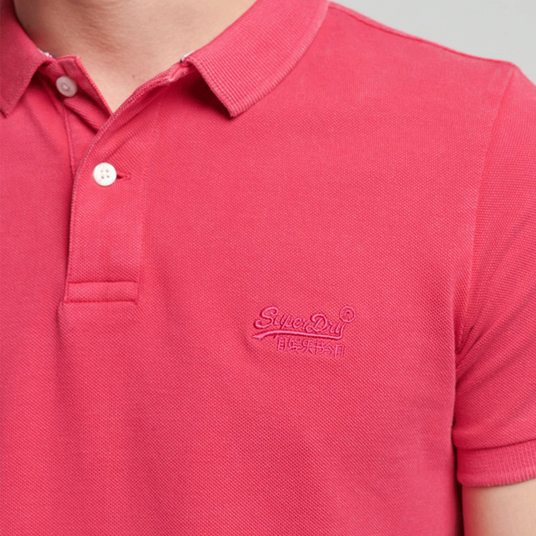 Superdry Short Sleeve Polo Shirt - Vintage Destroy - Pink