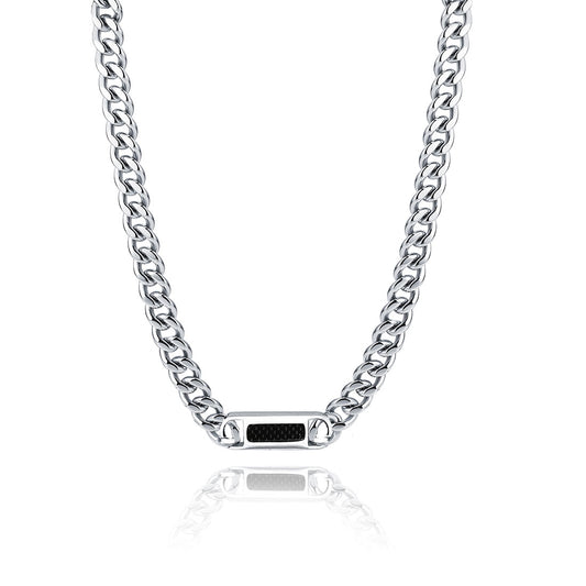 Chain necklace with carbon fiber - BrandGioielli-Grey