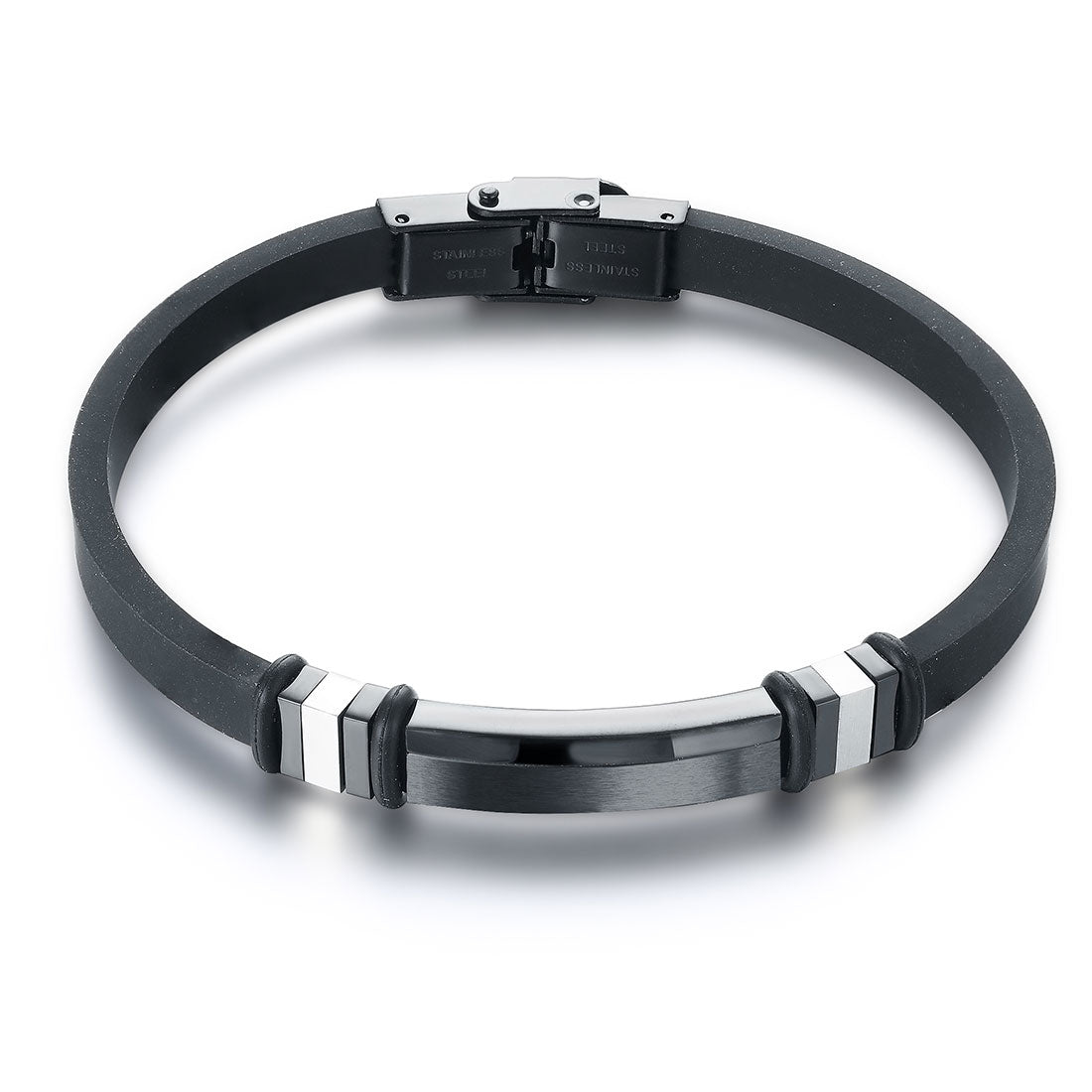 Silicone bracelet with satin plate - BrandGioielli-Black